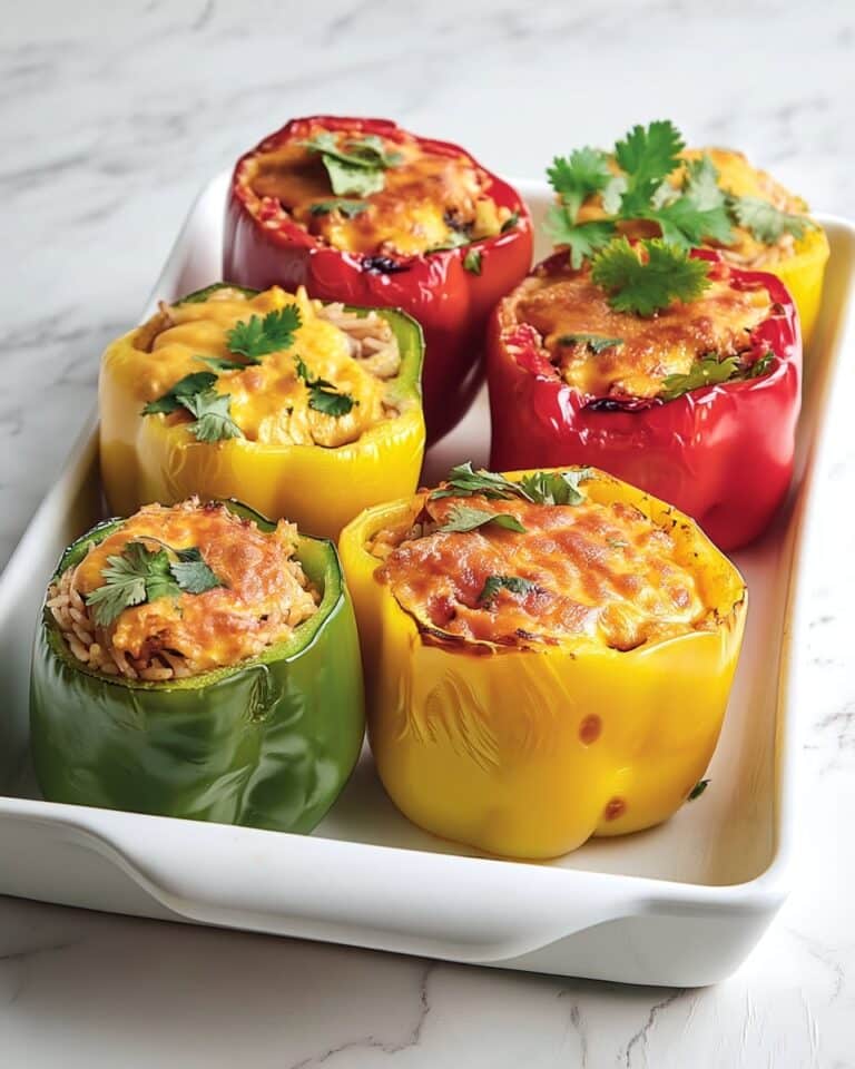 Cheesy Baked Stuffed Bell Peppers with Turkey and Rice Recipe