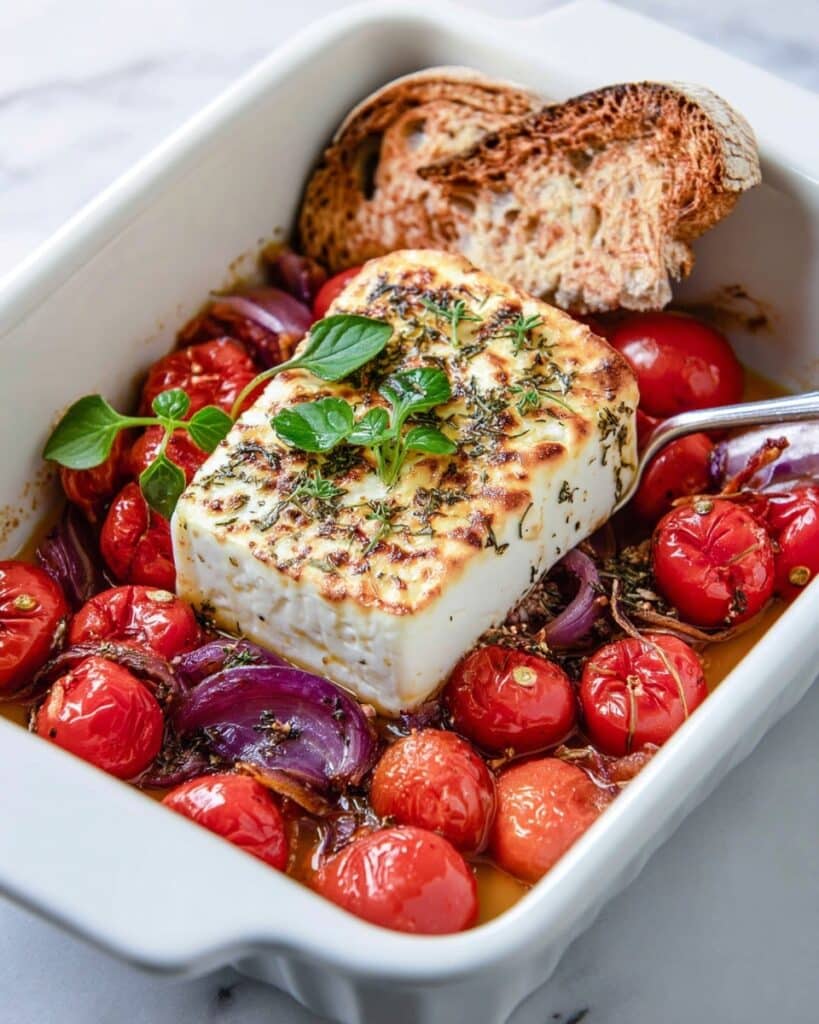 Baked Feta with Roasted Tomatoes and Herbs Recipe