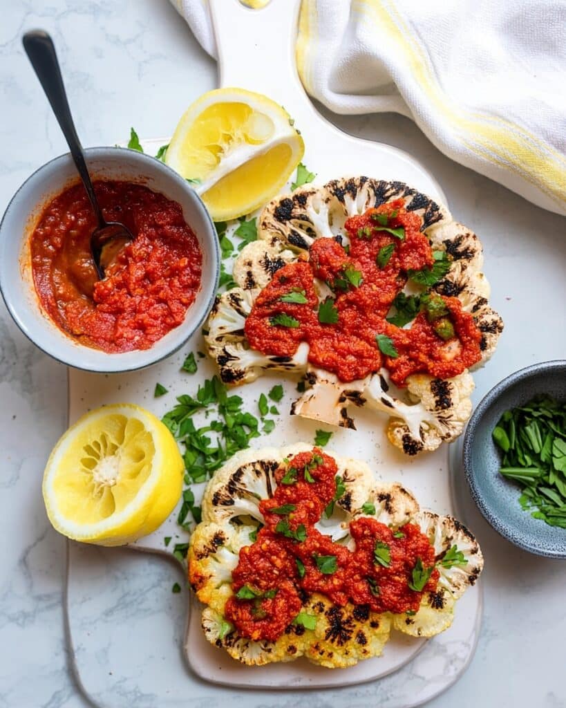 Grilled Cauliflower Steak with Romesco Sauce Recipe