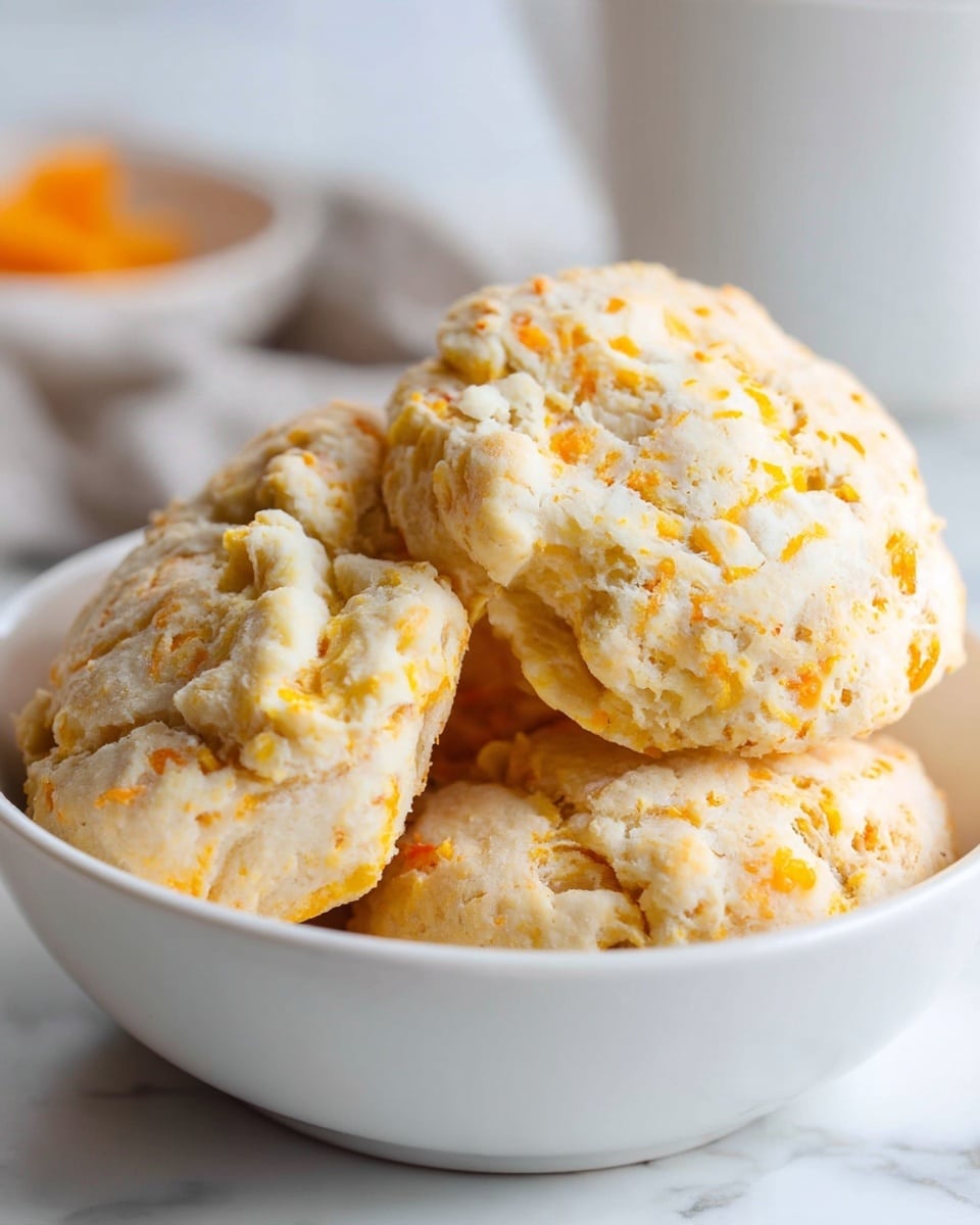 A close-up view of a small pile of soft biscuits stacked on a white plate, each biscuit showing a rough texture with a light, creamy beige color mixed with flecks of orange. The biscuits appear fluffy and slightly crumbly with uneven edges. The plate sits on a white marbled surface with soft natural light highlighting the warm tones of the biscuits. The focus is sharp on the biscuits in the front, while the background and a white bowl are softly blurred. photo taken with an iphone --ar 4:5 --v 7
