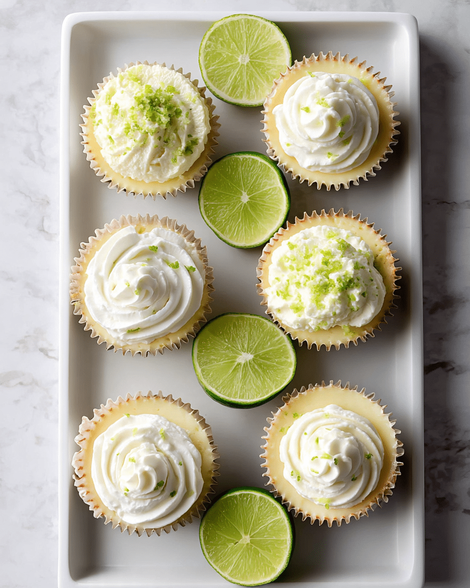 A single cupcake sits on a white plate with a subtle speckled texture, placed on a white marbled surface. The cupcake has three visible layers: the bottom layer is a golden-brown crumb base, the middle layer is a pale yellow cake, and the top layer is thick white frosting piped in a spiral pattern with small green lime zest pieces sprinkled on it. In the background, there is a blurred second cupcake and a green lime, adding a fresh touch to the scene. Photo taken with an iphone --ar 4:5 --v 7