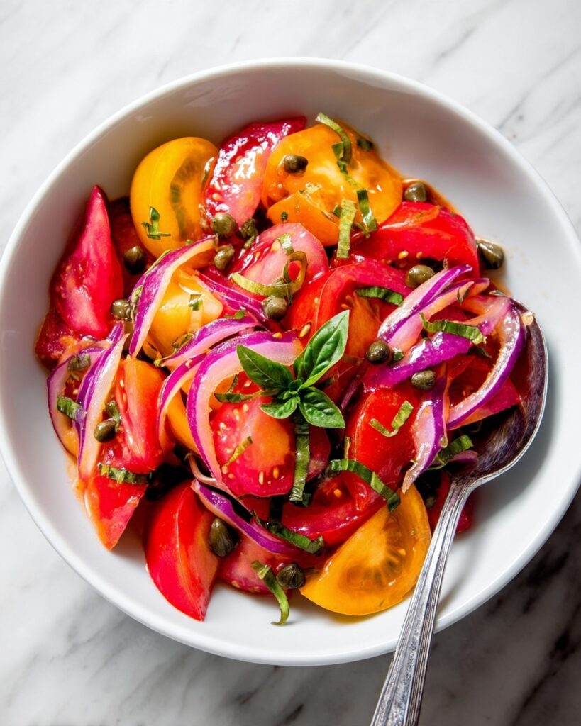 Tomato and Onion Salad with Basil and Capers Recipe